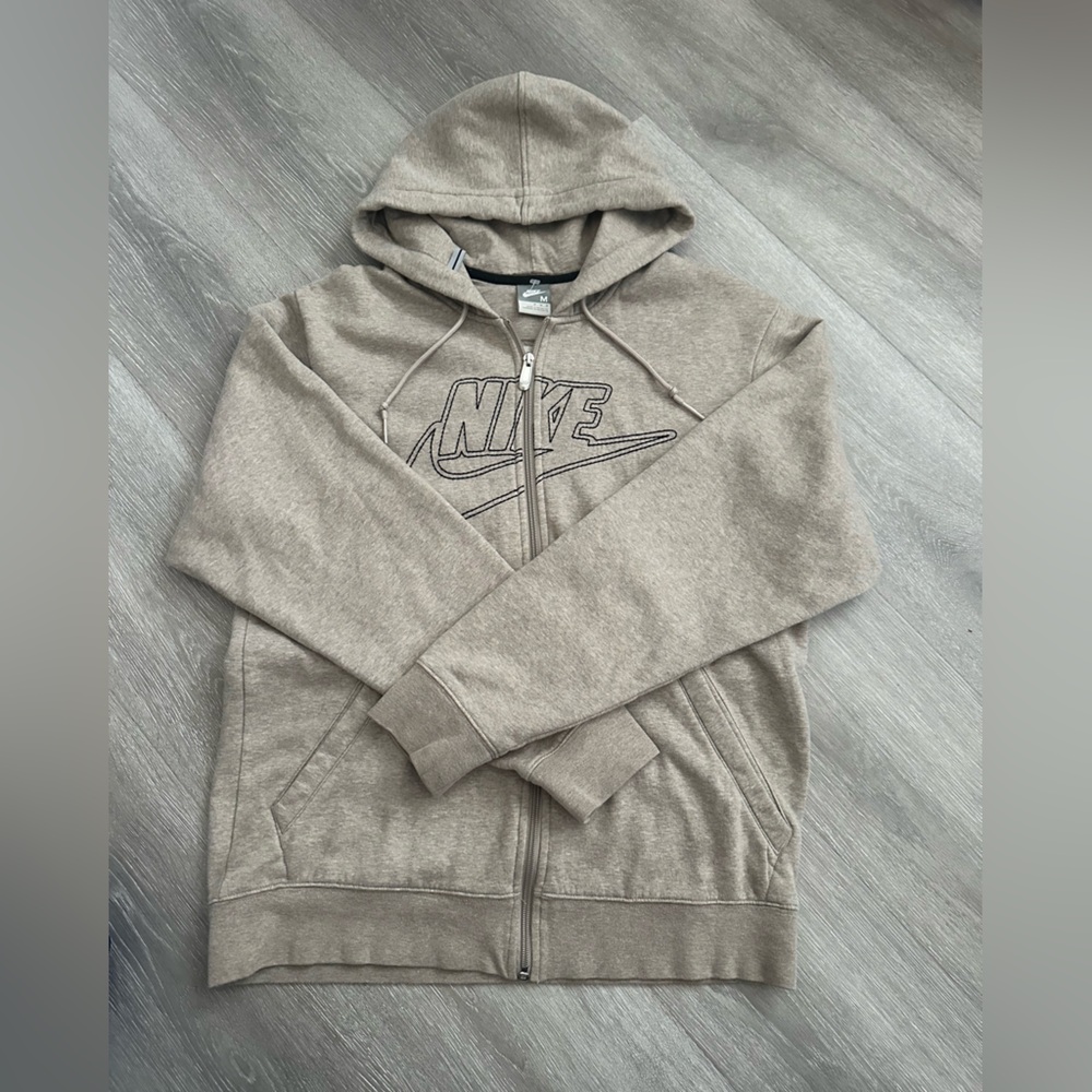 Y2K Nike Hoodie Jacket silver tag zip up big nike spell out Stitched Size Medium